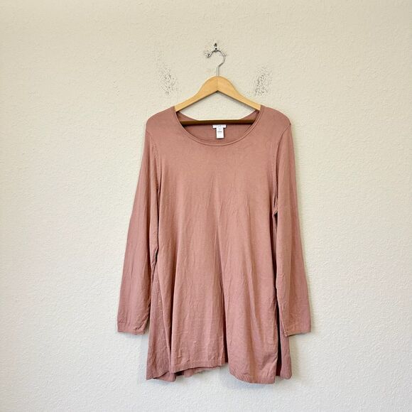 J. JILL Sweater Dusty Rose Tunic Pullover Long Sleeve Ribbed Knit - Picture 1 of 10